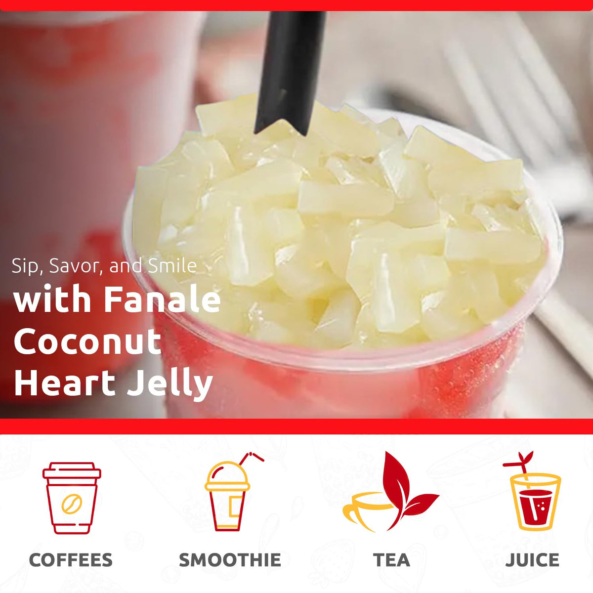 Fanale coconut jelly topping for smoothies offers unique texture and tropical flavor.