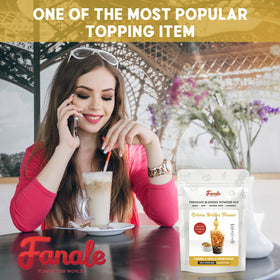 Fanale Creme Brulee powder measuring scoop, precise flavor in every batch.