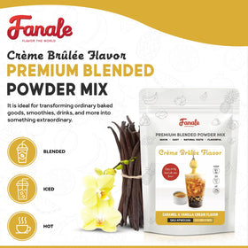 Fanale Creme Brulee powder pouring into a recipe for instant flavor.