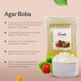 Fanale Crystal Agar Boba Jelly Balls shaved-ice enhance desserts with glossy pearls.