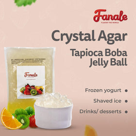 Fanale Crystal Boba Jelly Ball pearls for bubble tea display with convenient, no-cook toppings.