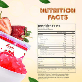 Fanale Strawberry popping boba pearls jar serving, ready to eat on desserts.