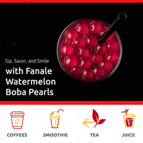 Fanale Watermelon Popping Boba Pearls smoothie topping adds fruity texture.