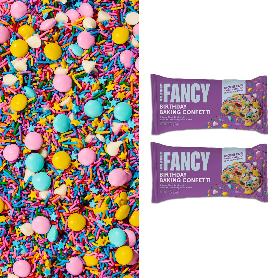 Fancy Sprinkles Birthday Confetti sprinkles color cookies and cupcakes with festive crunch