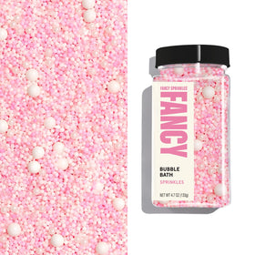 Fancy Sprinkles Bubble Bath Sprinkles pastel pink and white pearls add a delicate, crunchy finish to cakes.