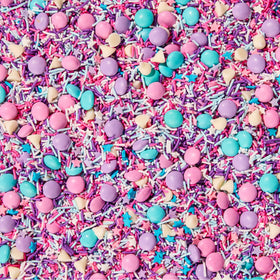 Fancy Sprinkles crunchy jimmies close-up highlights texture and colorful crunch.