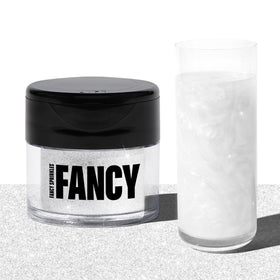 Fancy Sprinkles Diamond White edible glitter jar front for sparkling desserts
