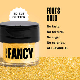 Fool's Gold edible glitter dusting on a cocktail creates a shimmering, festive look.