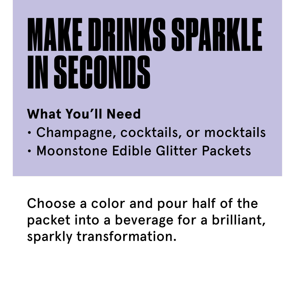 Fancy Sprinkles Moonstone glitter in water adds subtle shimmer without flavor change