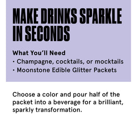 Fancy Sprinkles Moonstone glitter in water adds subtle shimmer without flavor change