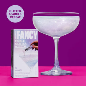 Fancy Sprinkles Moonstone glitter packets open ready for quick drink decoration