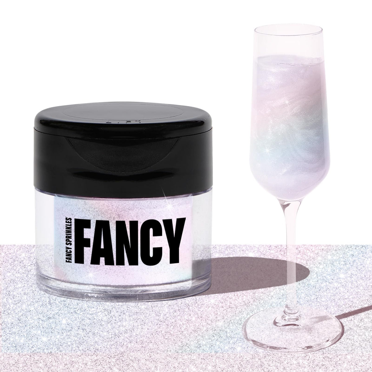 Fancy Sprinkles Moonstone jar close-up showing iridescent sparkle for desserts