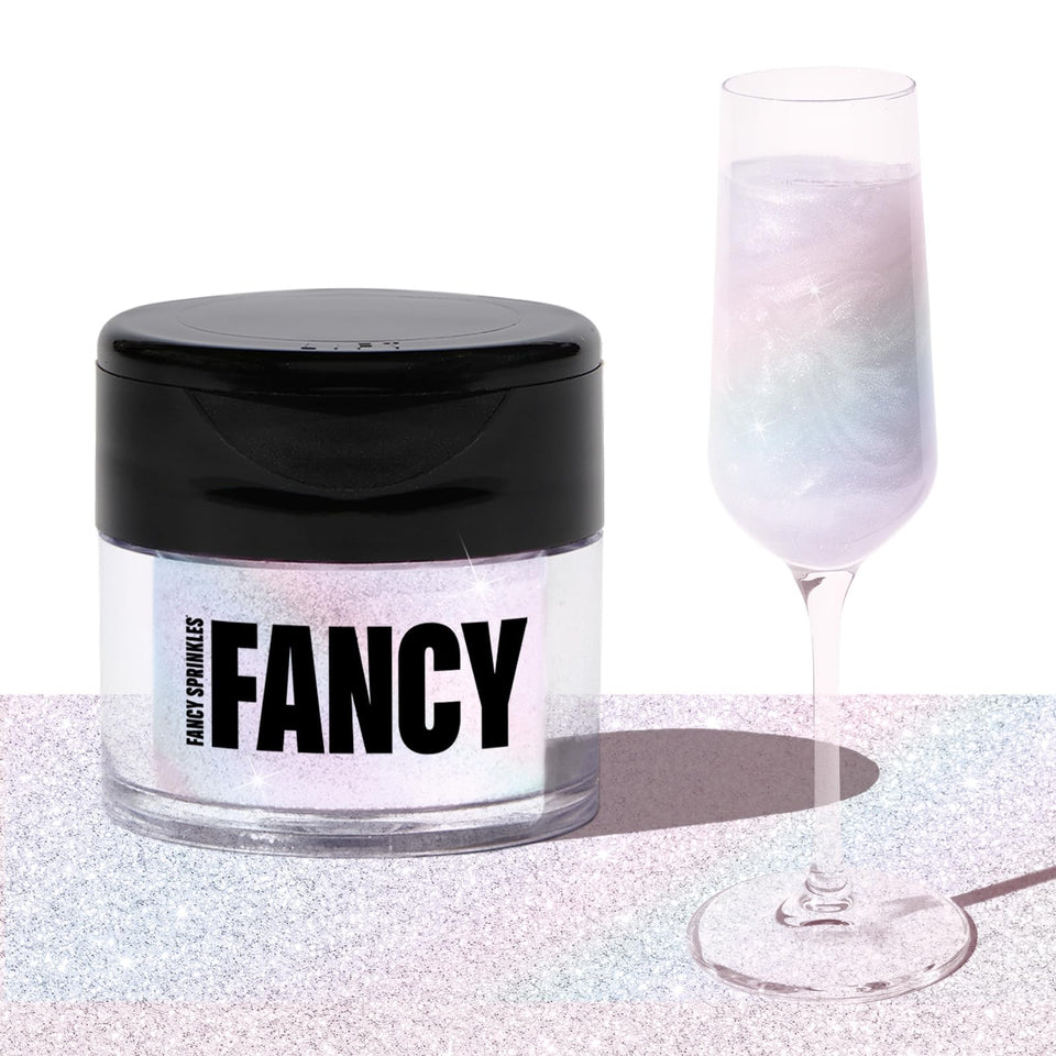 Fancy Sprinkles Moonstone jar close-up showing iridescent sparkle for desserts
