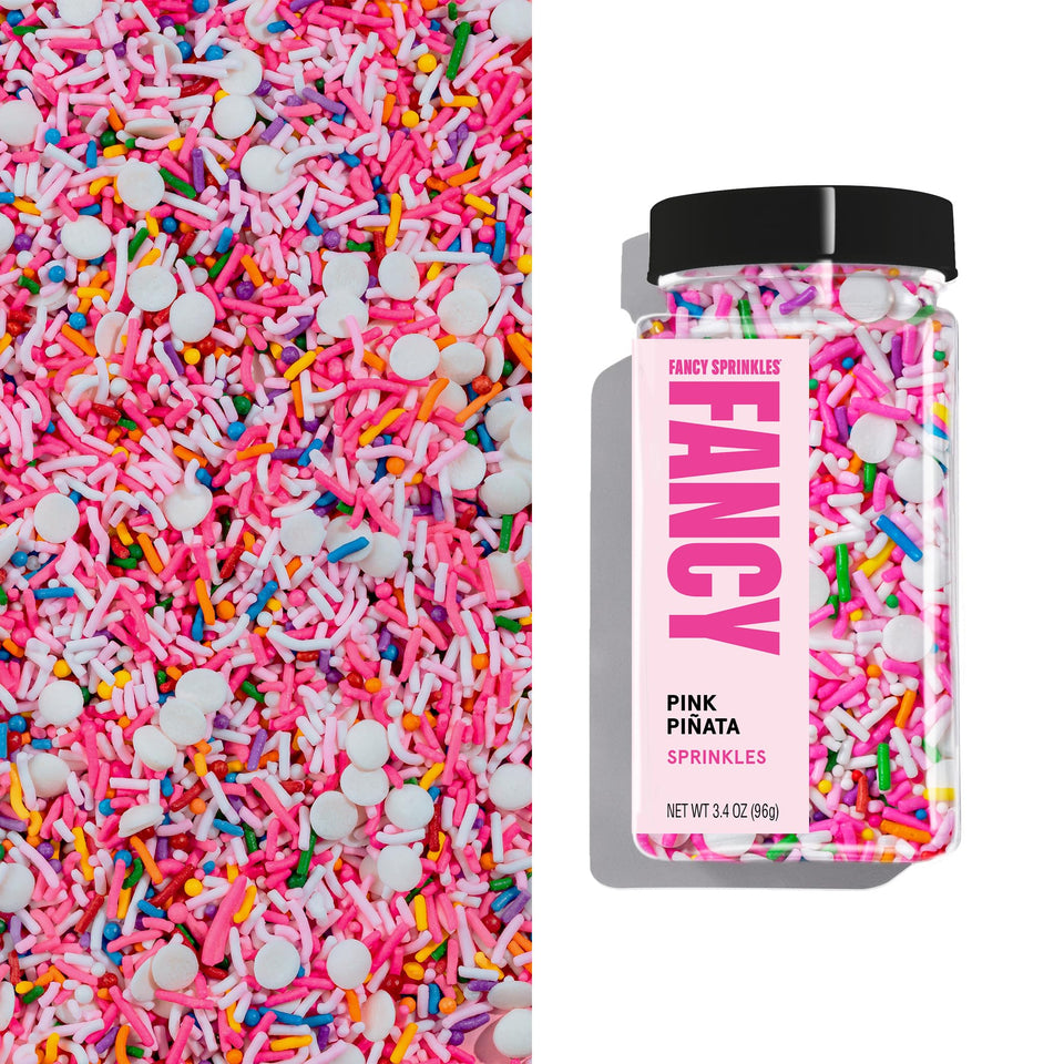 Fancy Sprinkles Pink Pinata Sprinkles on ice cream add festive color and crunch