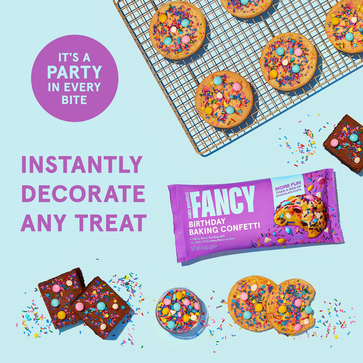 Fancy Sprinkles rainbow confetti mix adds vibrant color to treats