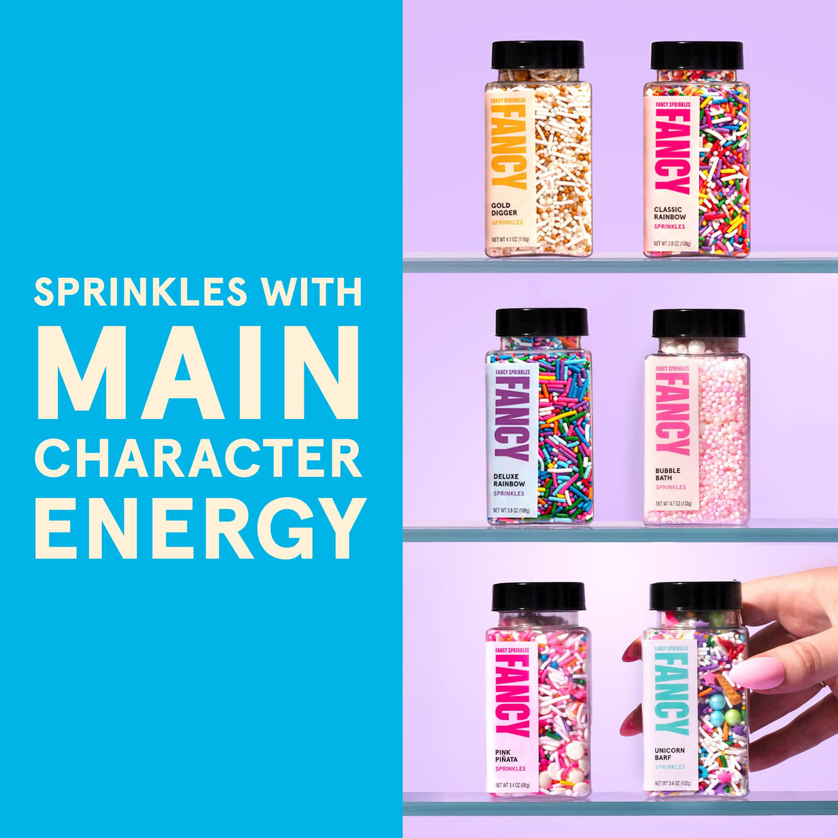 Storage container with Fancy Sprinkles to keep toppings fresh.
