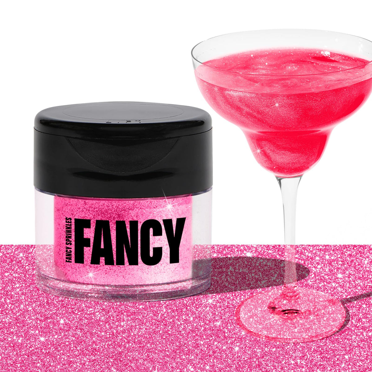 Fancy Sprinkles Tourmaline Pink edible glitter 4g bottle for sparkling desserts and drinks