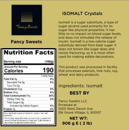 Fancy Sweets LLC Isomalt Crystals sugar art setup showcasing clear, glossy decorations.