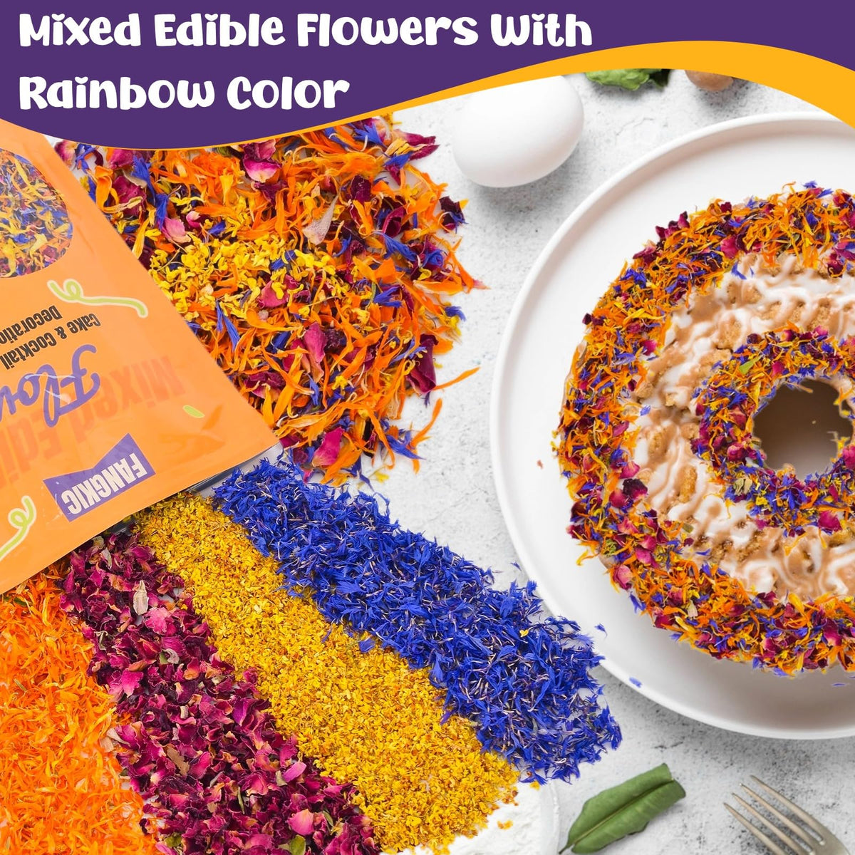 Fangkic dried edible flowers blend calendula petals brighten toppings naturally