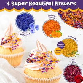 Fangkic dried edible flowers blend cornflower petals for natural color in desserts