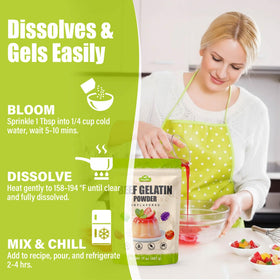 Fangkic beef gelatin powder for gummies and jello desserts.