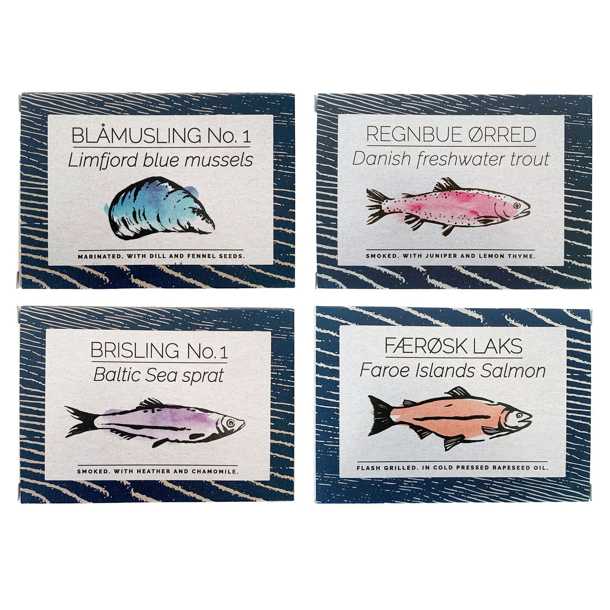 FANGST Brisling smoked sprat can on shelf, ideal for quick Nordic appetizers.