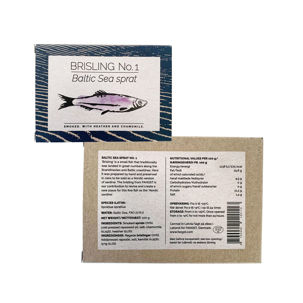 FANGST Gift box opened, showcasing a Nordic seafood assortment.