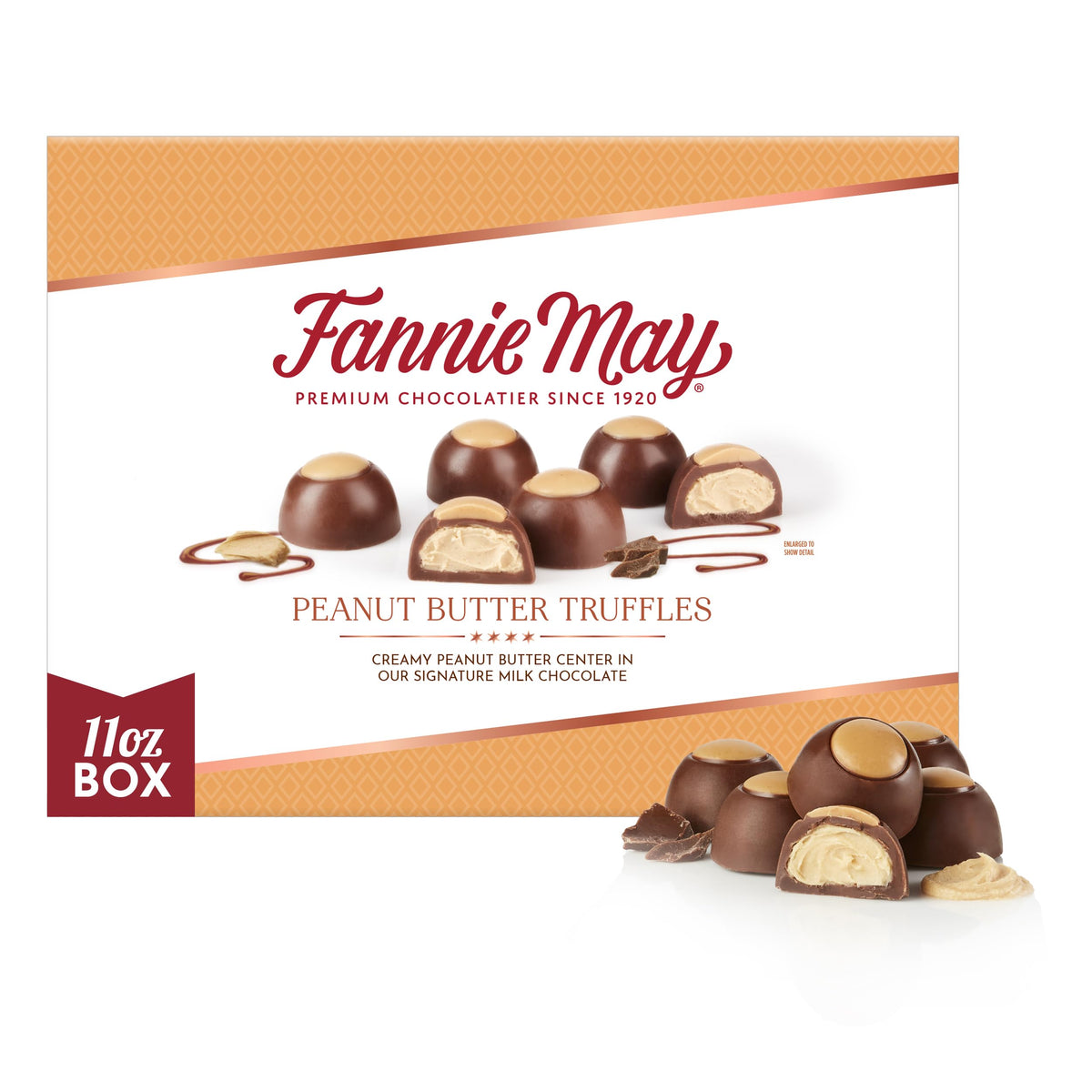 Fannie May milk chocolate peanut butter buckeyes gift box 11 oz, ideal for gifting