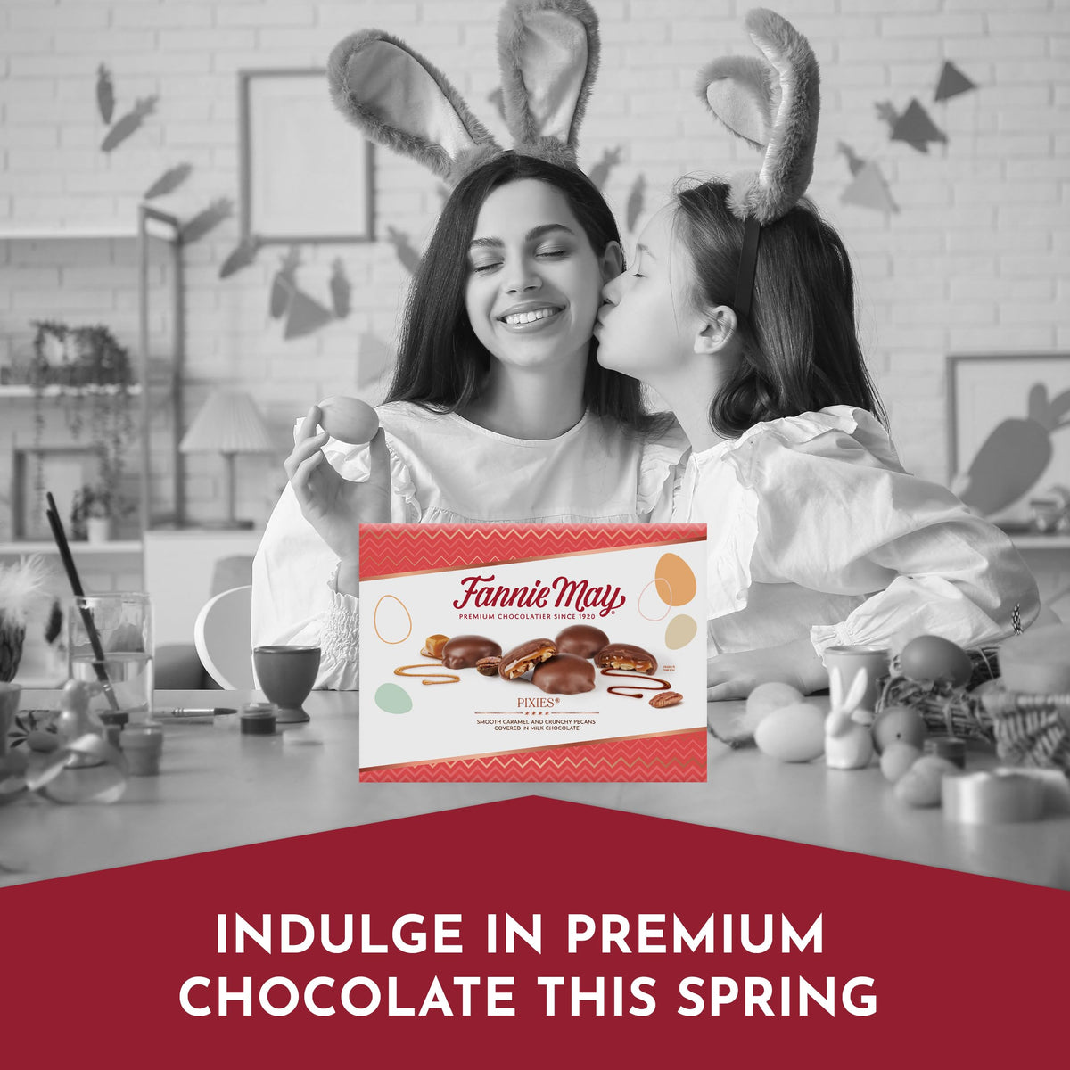 Fannie May Mini Pixies lightly roasted pecans in bite-sized candy.