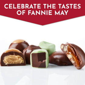 Fannie May variety pack front shows all three treats, ideal for tasting sessions and celebrations.