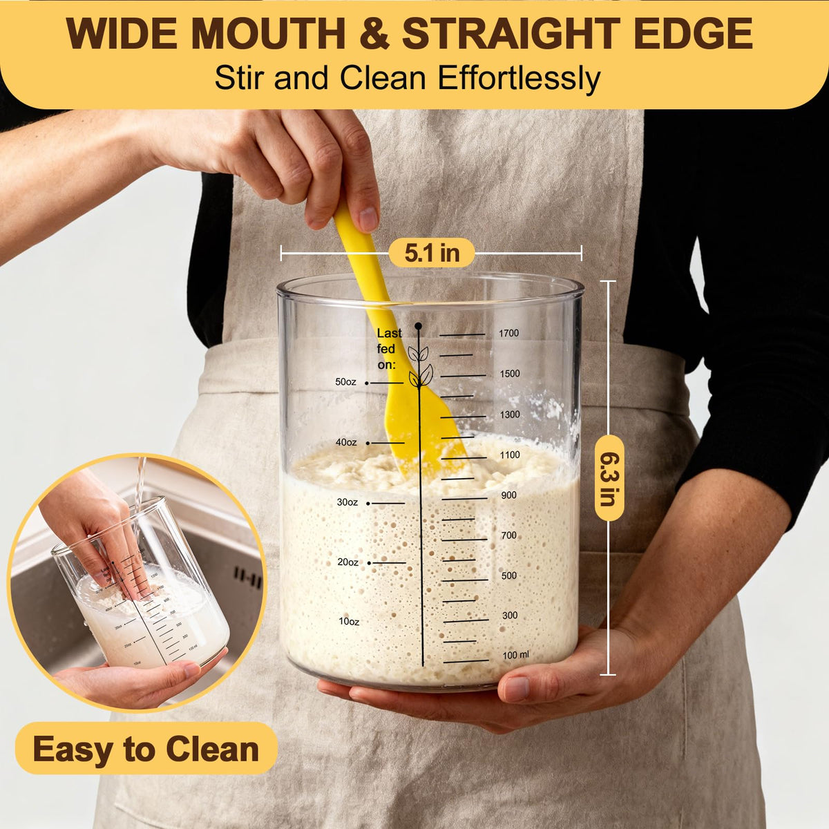 Fans-One wide-mouth design eases stirring and cleaning