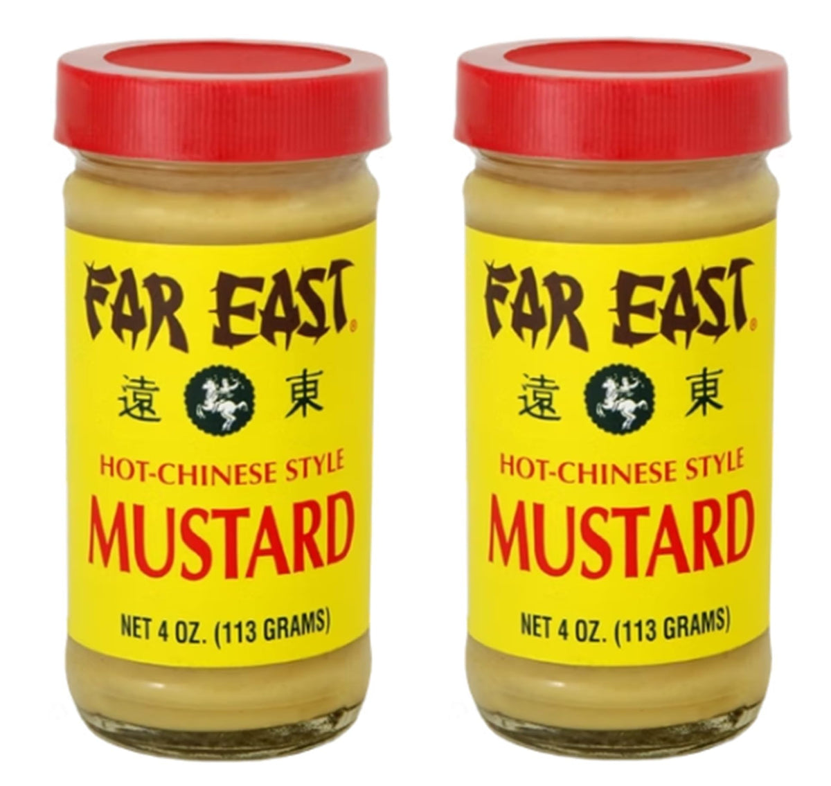 Far East hot mustard two-pack glass jars for zesty Chinese-style flavor