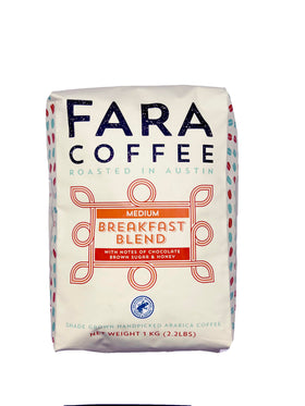 Fara Coffee Breakfast Blend whole bean bag for a vibrant morning espresso or drip