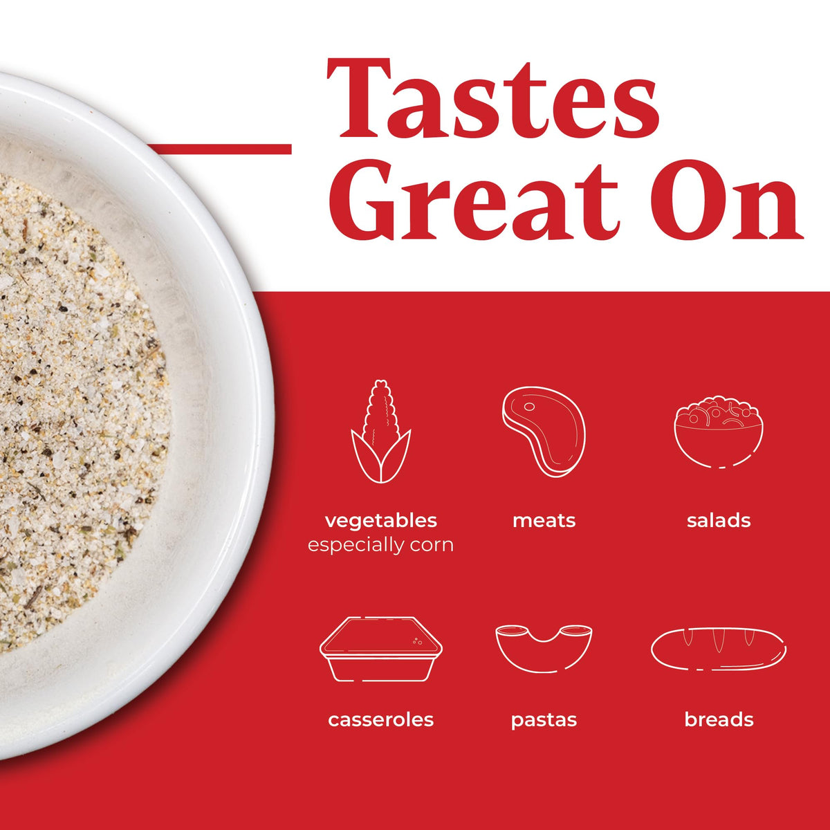Farm Dust Seasoning on grilled chicken crust adds savory notes.