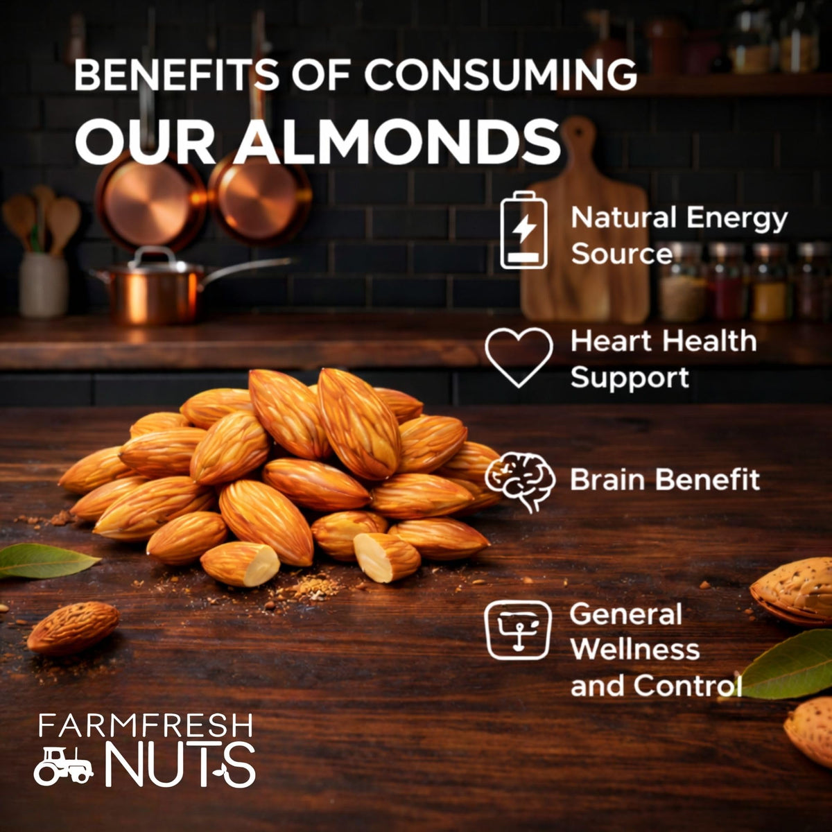 Farm Fresh Nuts almonds with pink Himalayan salt offer mineral-rich flavor.
