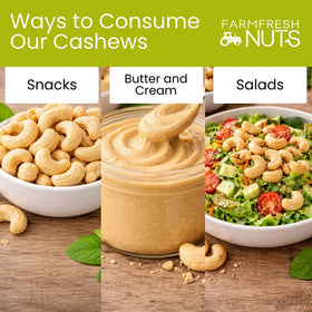 Farm Fresh Nuts small-batch baked cashews highlighting freshness.