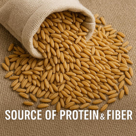Farmer Bob's non-GMO oat groats emphasizing pure whole grain