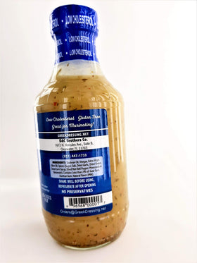 Farmer Boy Lite Greek Dressing bottle pour offers lighter flavor
