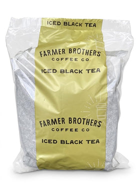 Farmer Brothers Black Iced Tea filter pouches in a 24-pack for unsweetened brewing