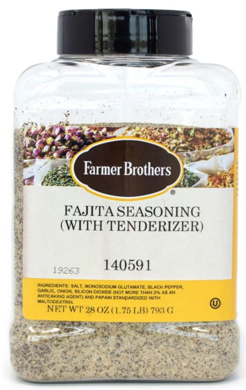 Farmer Brothers Fajita Seasoning bottle front showing bold Tex-Mex flavor potential