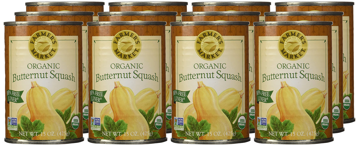 FARMER'S MARKET Organic Butternut Squash Puree jar with pour spout for quick sauces.