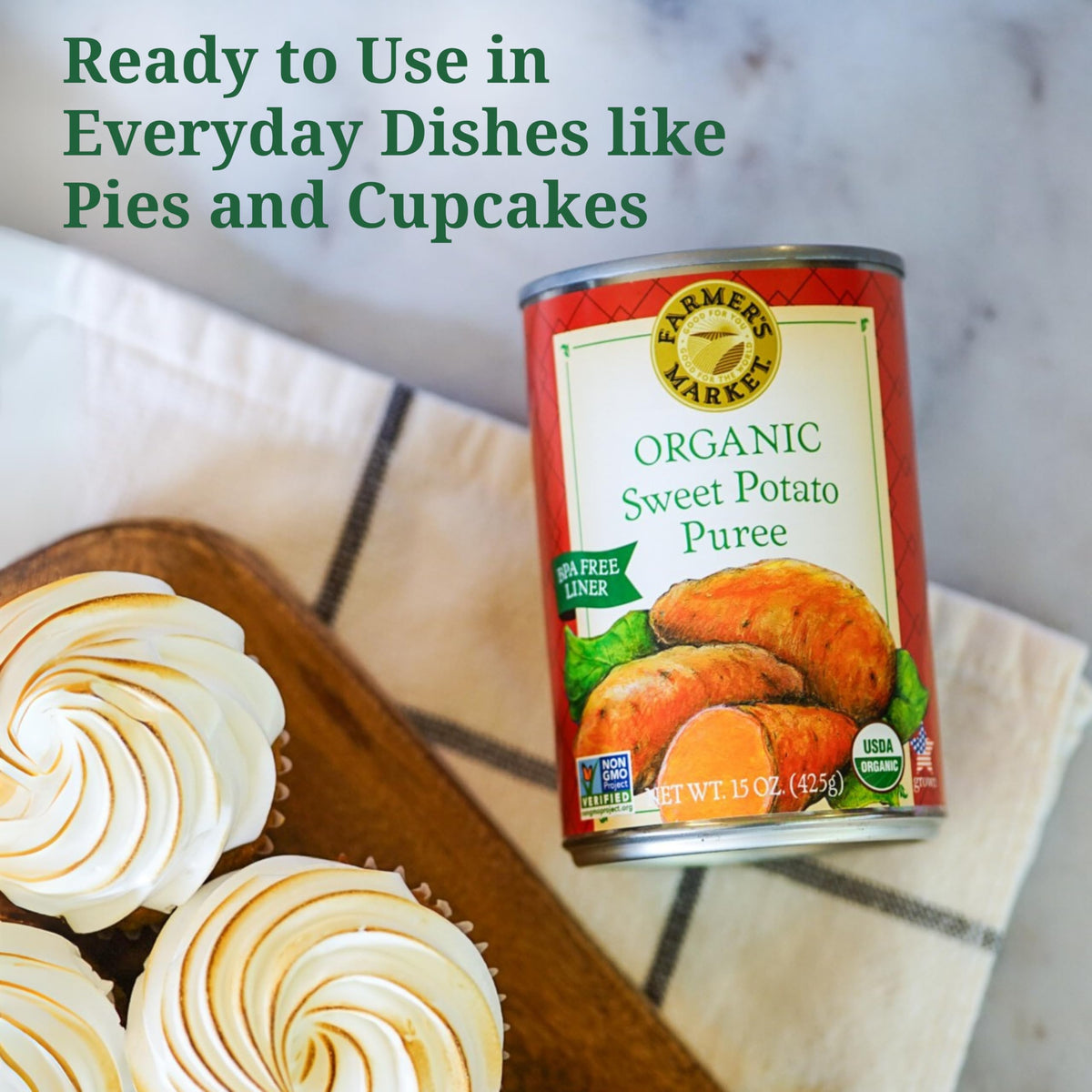 FARMER'S MARKET puree tub front view in a kitchen setting for easy use.