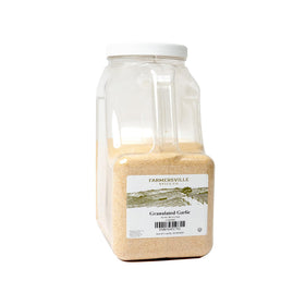 Farmersville Spice Co granulated garlic 5 lb jar for consistent kitchen seasoning.