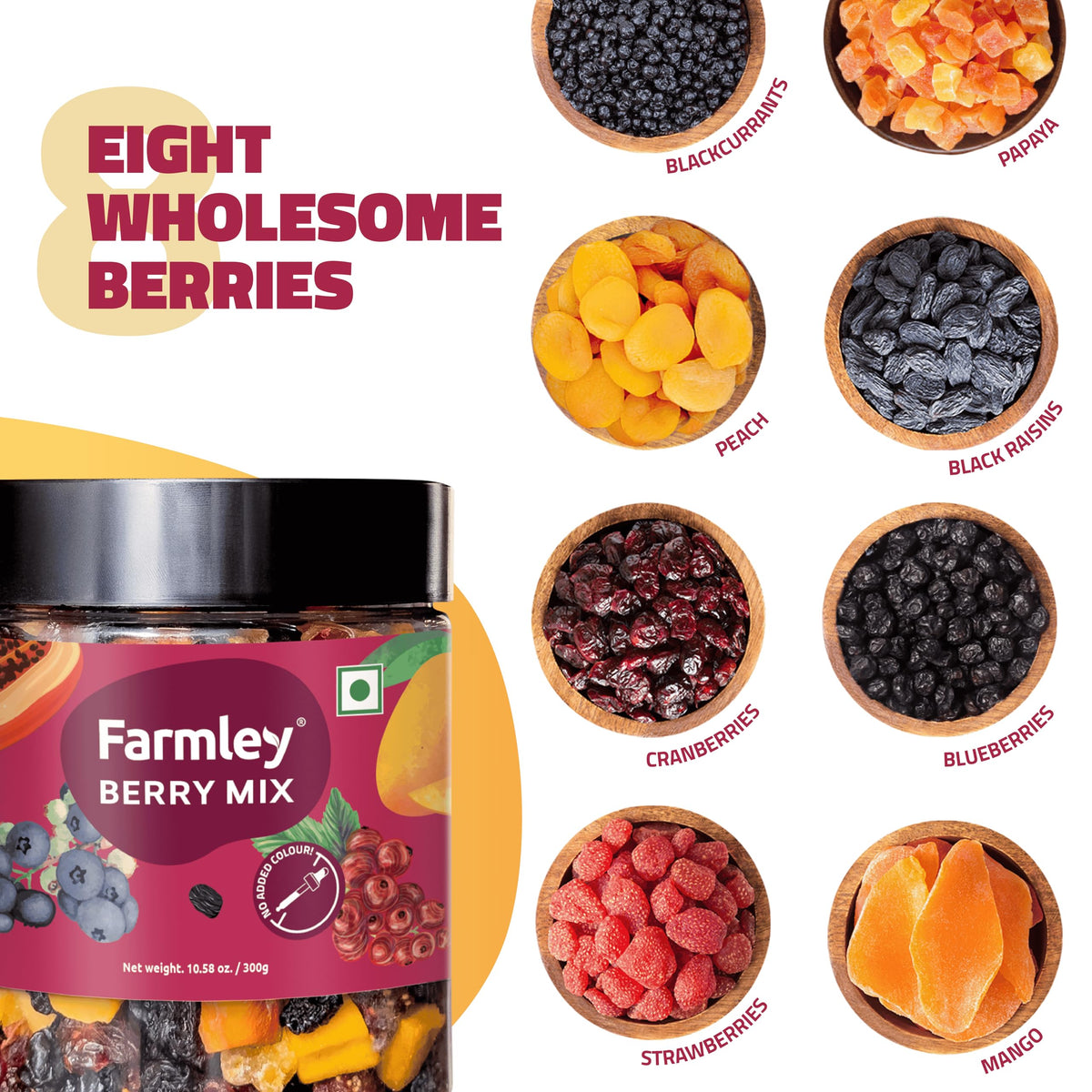 Farmley Berry Mix close-up of colorful berries, ideal snack for quick energy.