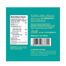 Close-up of Farmley Coffee Rush Date Bite highlighting dates and nuts for nutrition.