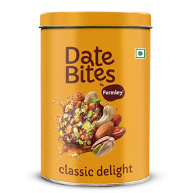Farmley Protein Dates Bars jar front, ideal for on-the-go healthy snacking.