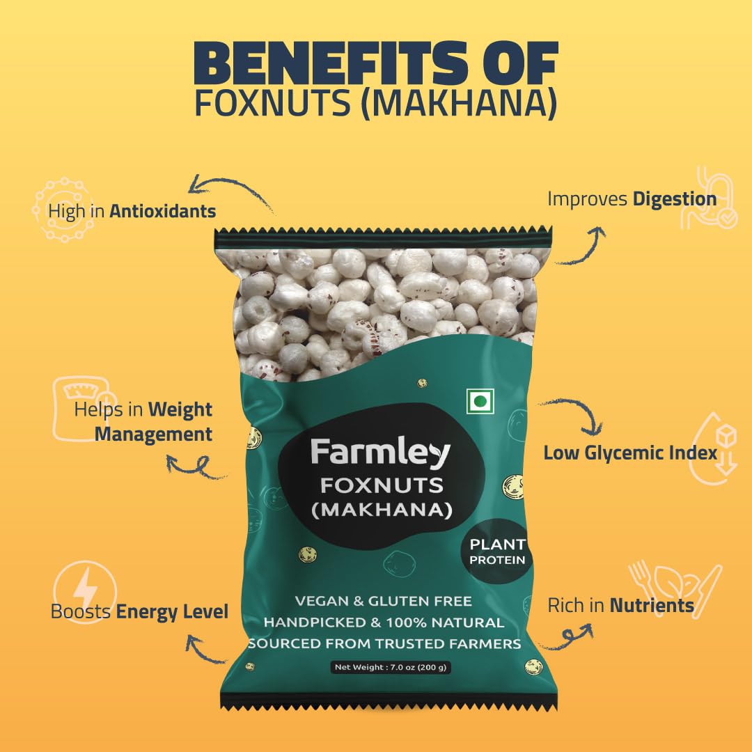 Farmley foxnuts pack detail highlighting HACCP hygiene for safe snacking.