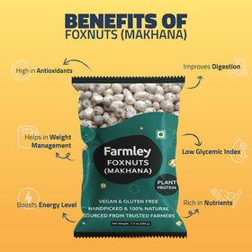 Farmley foxnuts pack detail highlighting HACCP hygiene for safe snacking.