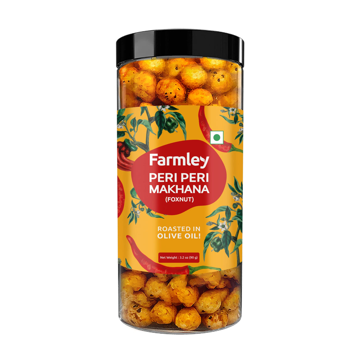 Farmley makhana healthy puffs pack in resealable jar for fresh snacking