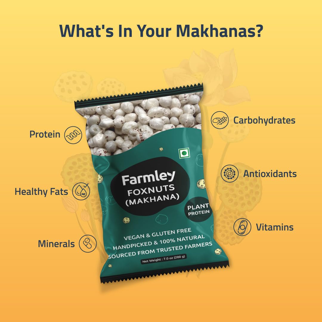 Ingredient clarity: natural ingredients in Farmley makhana without artificial additives.